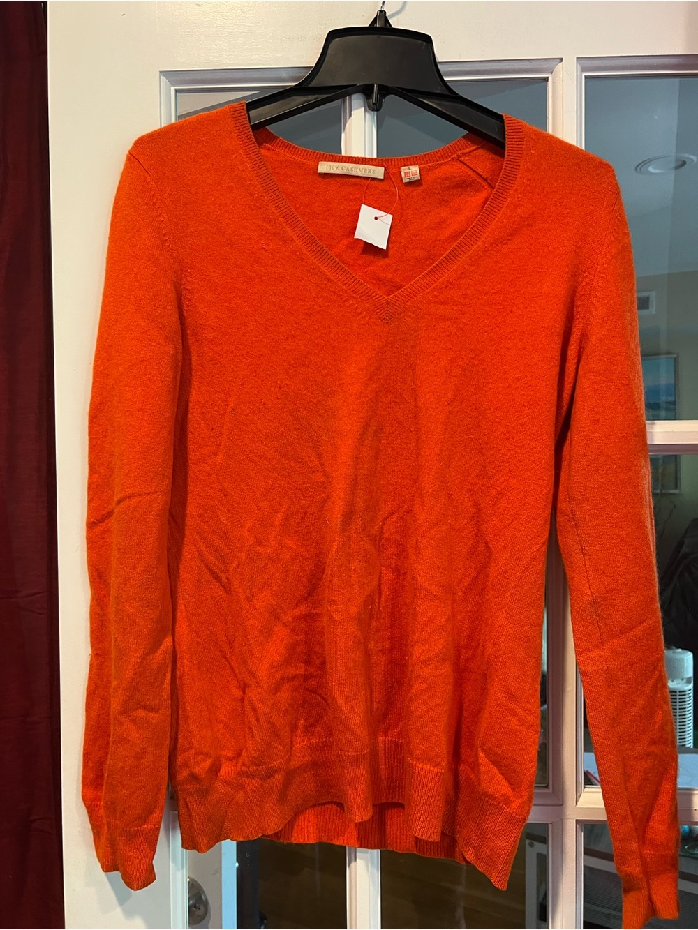 Uniqlo V-Neck Long Sleeve Sweater in Orange